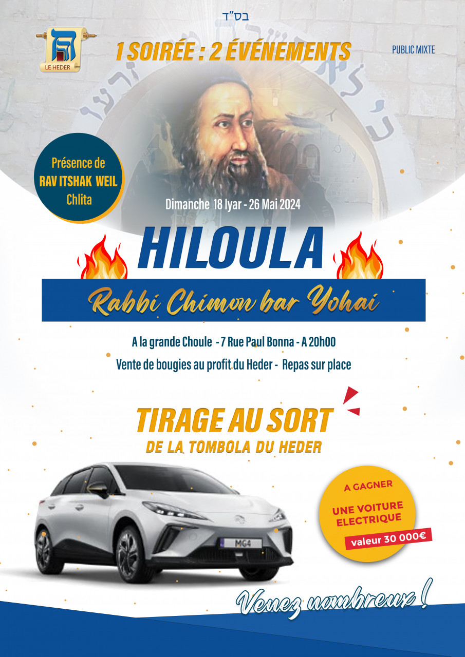 HILOULA RABBI CHIMON BAR YOHAI 5784-2024  TIRAGE AU SORT DE LA TAMBOLA